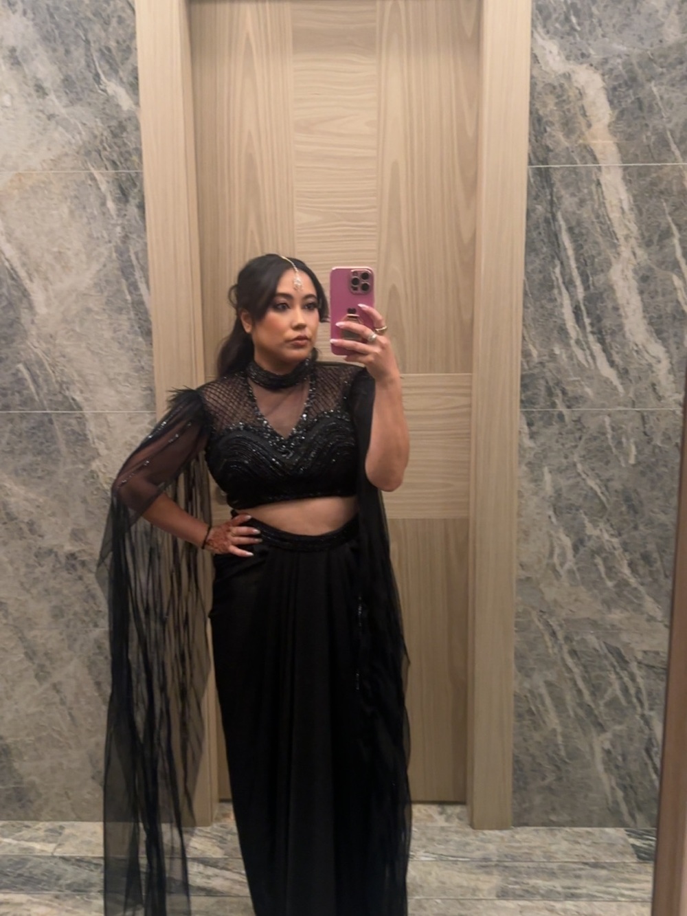 Black Beaded Fringe Women's Skirt Set Lehenga